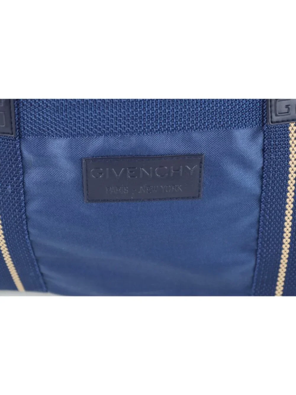 Vintage 80s 90s Givenchy Spell Out Handled Duffel Bag Gym Bag Weekender Blue